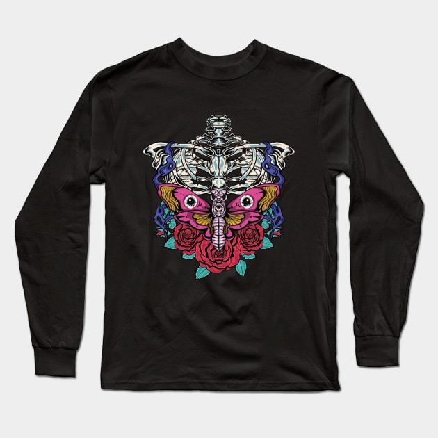 Bone Butterfly T-Shirt Long Sleeve T-Shirt by UghStudio